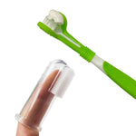 Brosse à Dents Silicone Doigt & Triple Tête Chien — Nettoyage Dentaire Complet 4