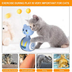 Cat Interactive Feather Toys Pet Bumbler Funny Toy Interactive Cats Toys Cat Rolling Teaser Feather Wand Toys Rotating Ball 8