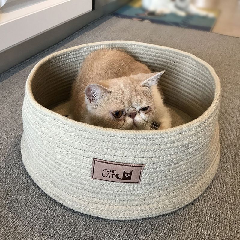 Nid Chat Corde Coton Artisanal — Corbeille Tressée Naturelle Confort Cosy