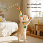 Baguette Taquine Chat Bois Massif — Canne Longue Design Récolte Abondante 1