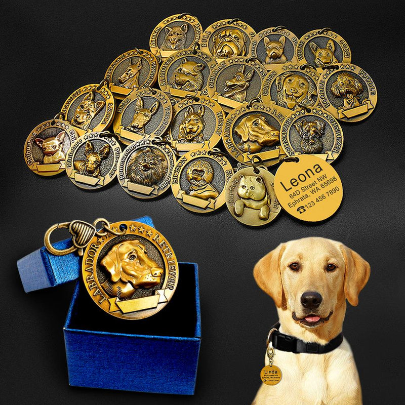 Médaille ID Métal Gravée Personnalisée Chien — Anti-Perte Carte Identité