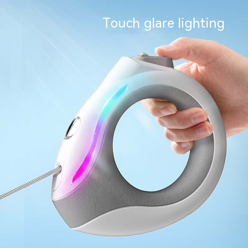 Laisse Rétractable Chien Lumineuse LED — Anneau Lumineux Sécurité Nocturne