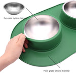 Gamelle Silicone Inox Anti-Dérapante — Bol Anti-Éclaboussures Chien Chat 3