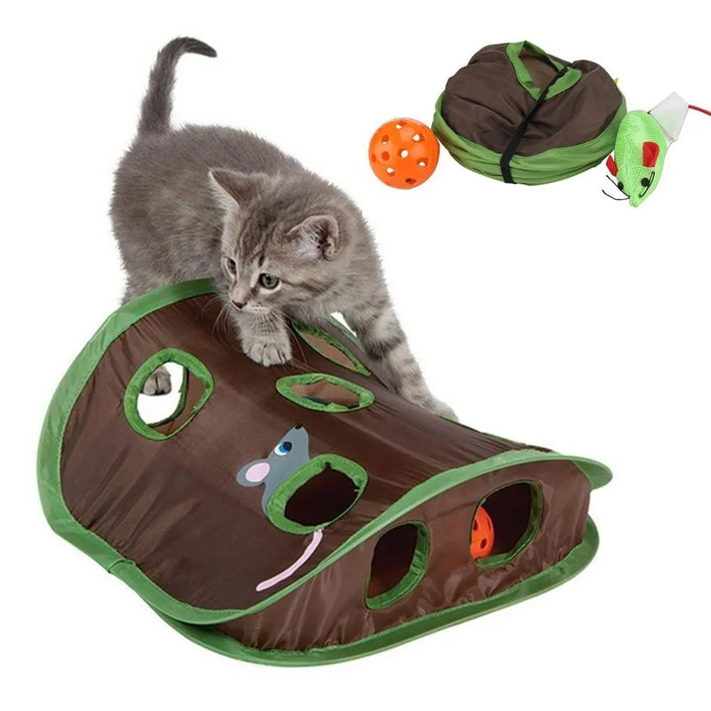 Jeu Interactif Chat 9 Trous — Tunnel Cache-Cache Chasse Souris Intelligence