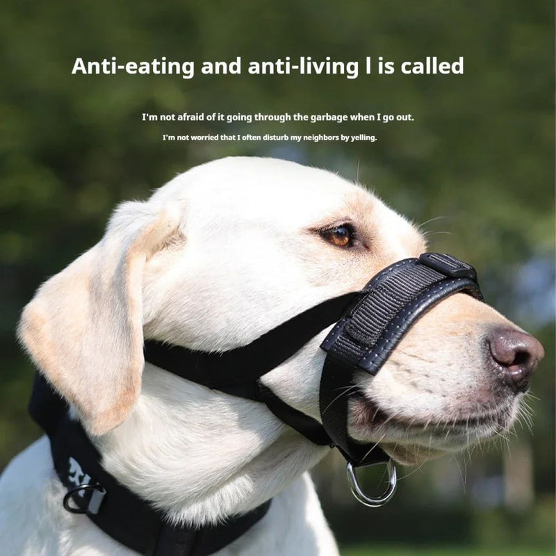 Muselière Chien Réglable — Anti-Morsure Anti-Aboiement Mousse Douce Confort
