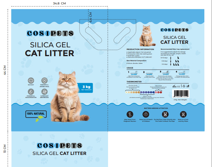 Litière Silicone Indicateur de Santé Chat — Cristaux Absorbants & Détecteur