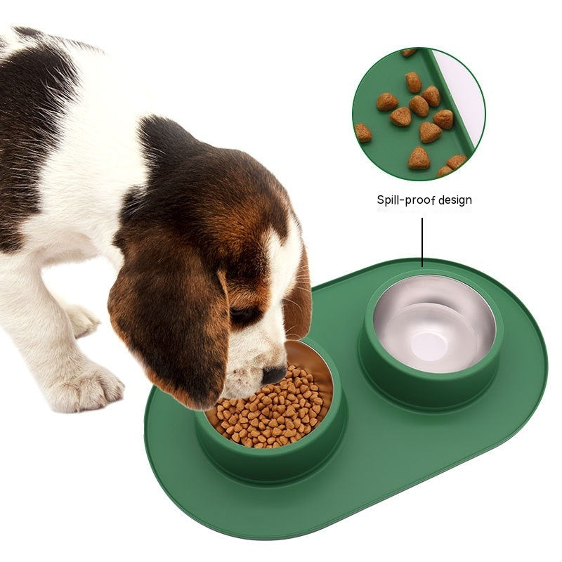 Gamelle Silicone Inox Anti-Dérapante — Bol Anti-Éclaboussures Chien Chat