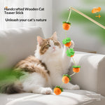Baguette Taquine Chat Bois Massif — Canne Longue Design Récolte Abondante 3