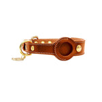 Collier Chien Cuir Véritable avec Porte-Airtag — Compatible Apple 13