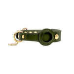 Collier Chien Cuir Véritable avec Porte-Airtag — Compatible Apple 14